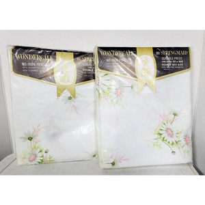VTG 70’s Springmade Wondercale Dbl Sheet Set Fresh Daisies Unsealed USA Made